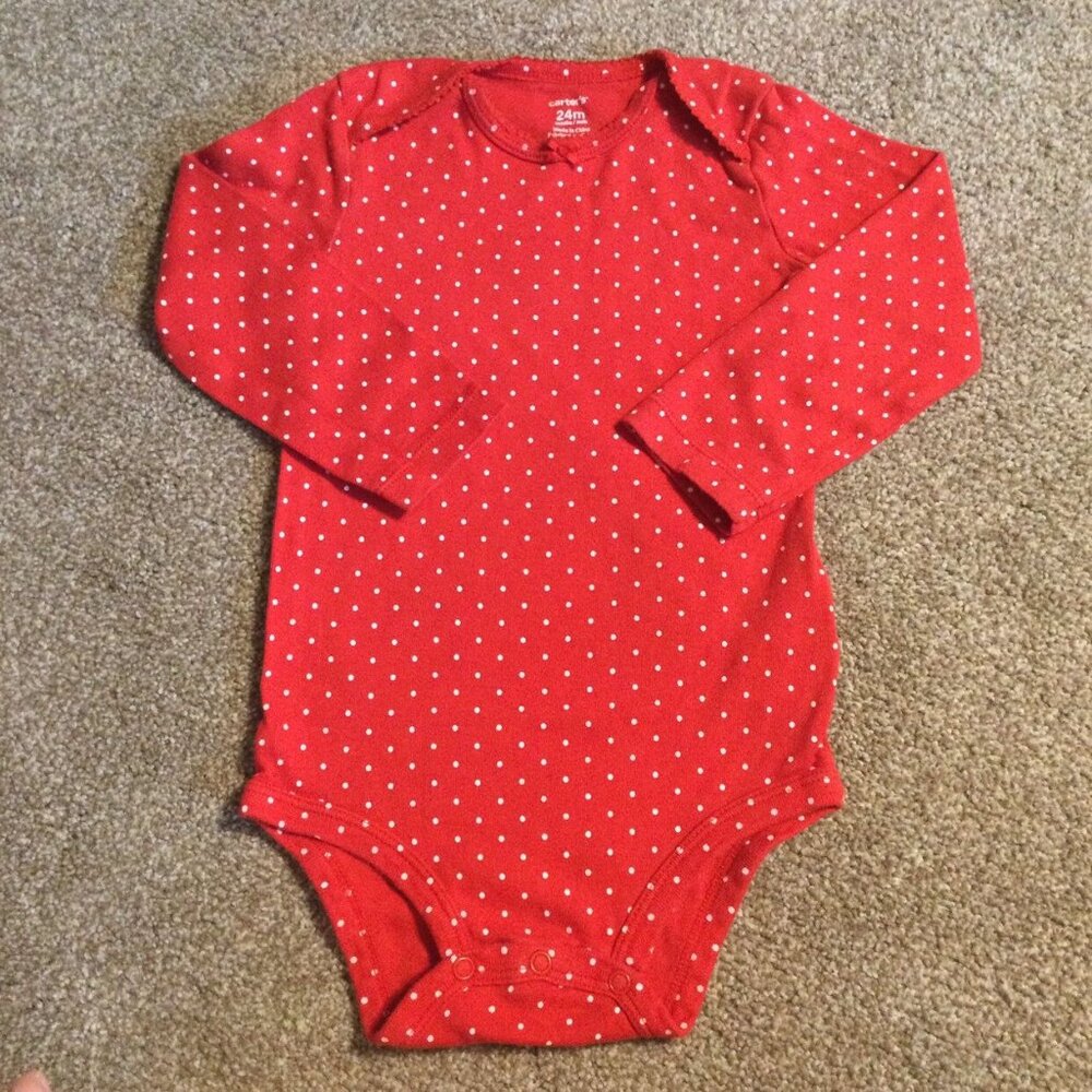 24M GUC Carter's Red Polka Dots Bodysuit